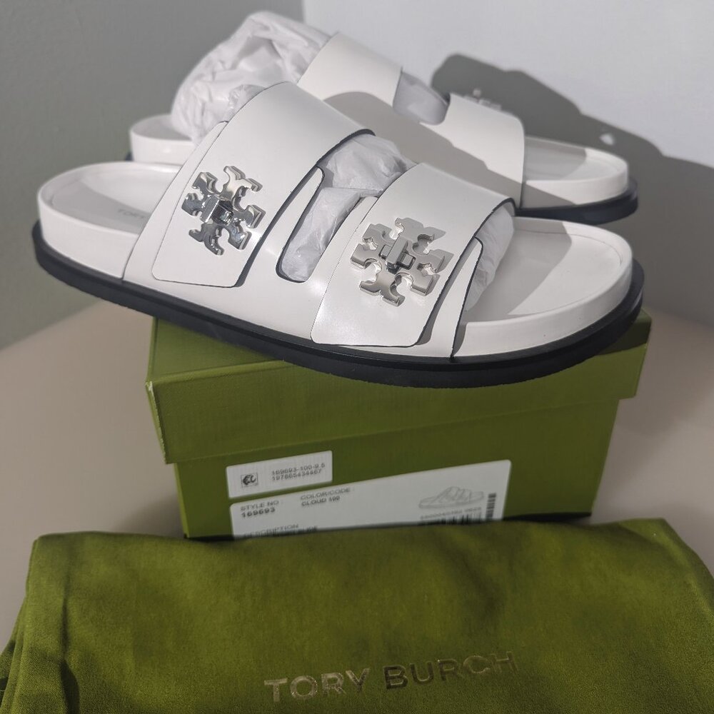 Tory Burch TURNLOCK SPORT SLIDE Cloud Sandals Flats Off White